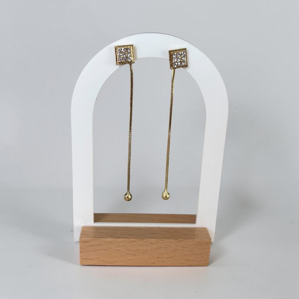 Long Gold Geometric Dangle Earrings